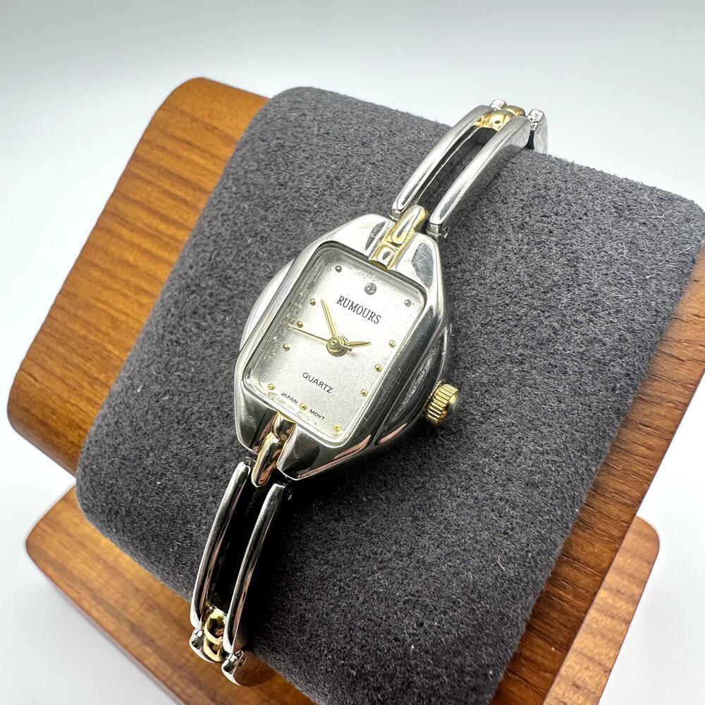 Rumours Two Tone Silver Gold Tone Bracelet Quartz Tank Watch Japan Movt